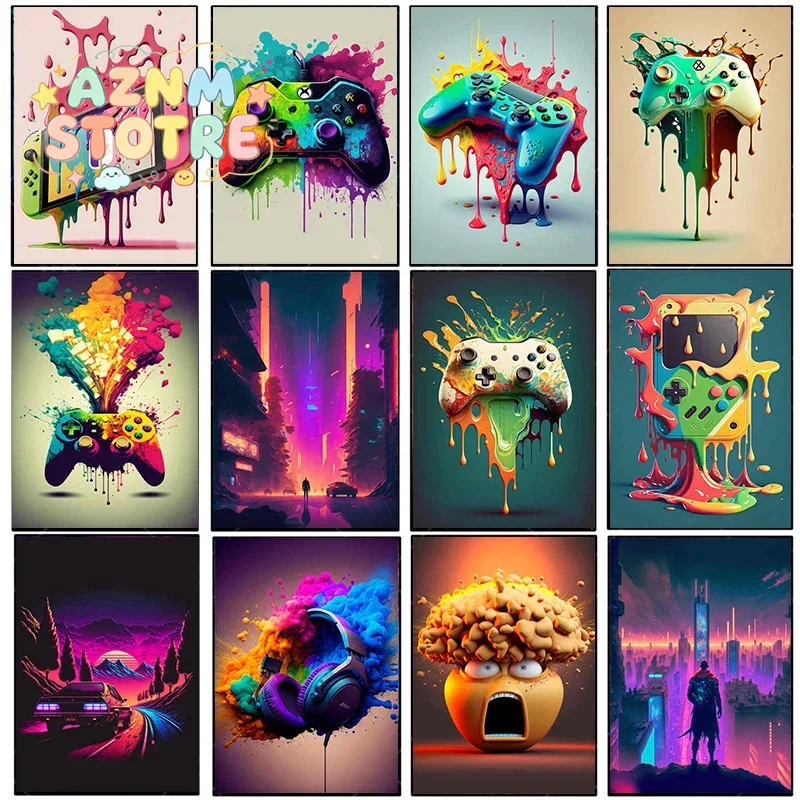 Esports Gamer - Vintage Canvas Painting Colorful Punk Neon